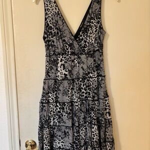 Style & Co. Black and White V-Neck Tiered Sleeveless Dress